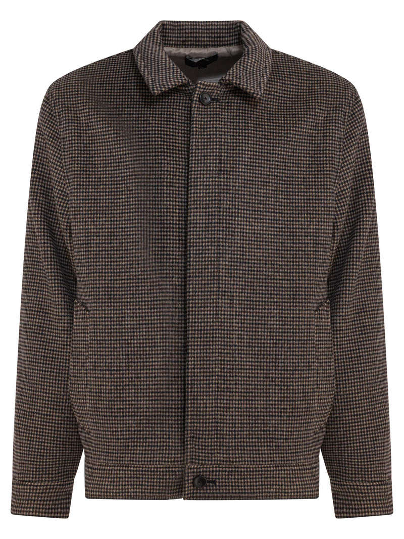 Vince Vince Houndstooth Overshirt Jacket Brown Men - World Class Fashion