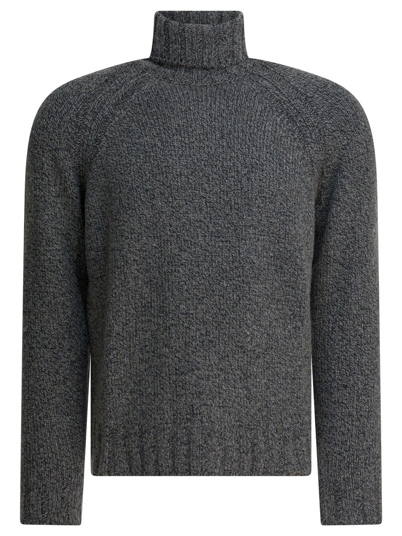 Zegna Zegna Cashmere and Wool Turtleneck Grey - World Class Fashion