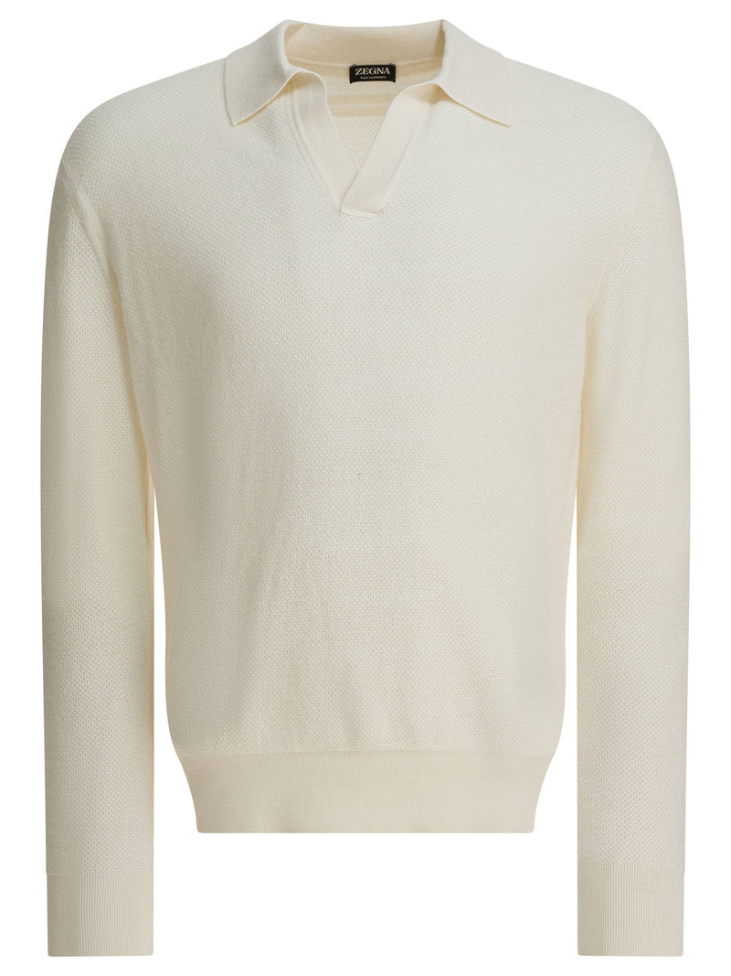 Zegna Zegna Cashmere Polo Sweater White Men - World Class Fashion