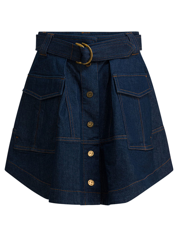 Zimmermann Denim Skirt With Belt
