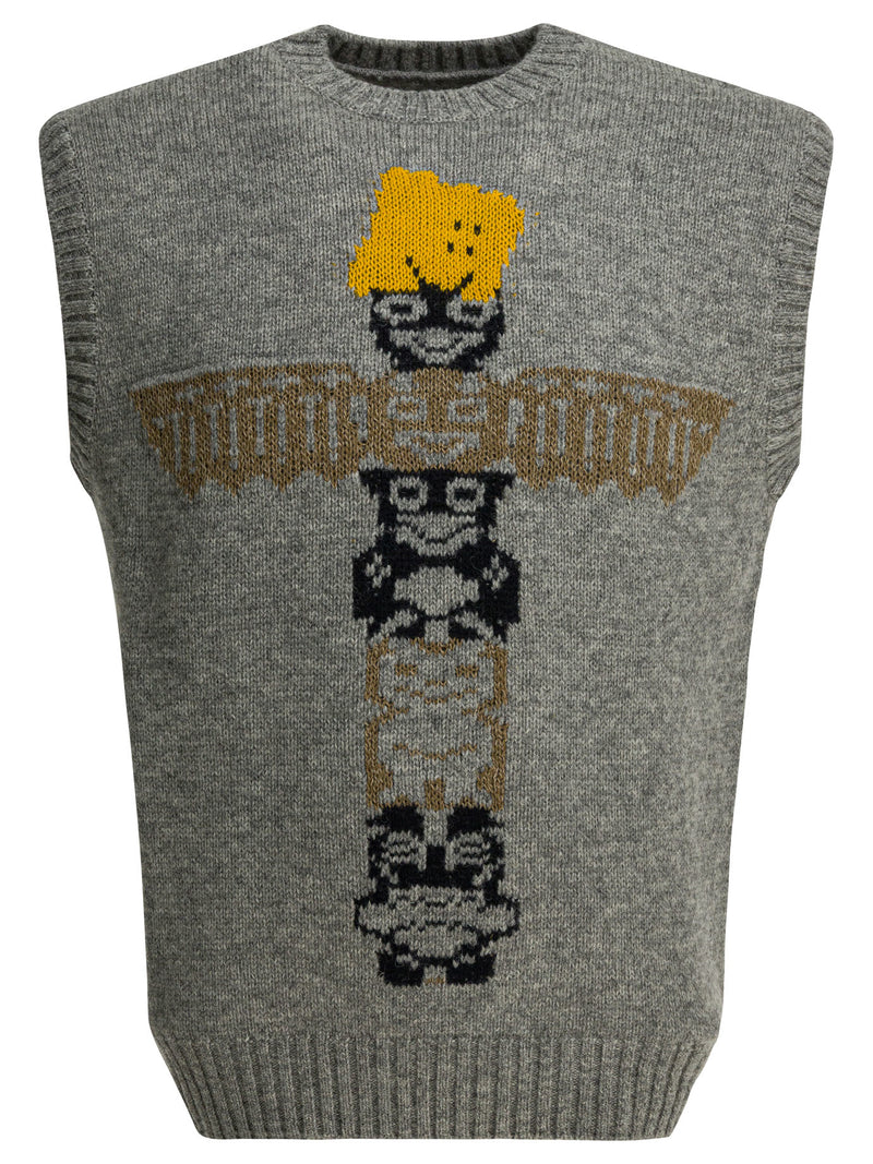 Kapital Kapital Peckish Totem Pole Sleeveless Knitwear Gris - World Class Fashion
