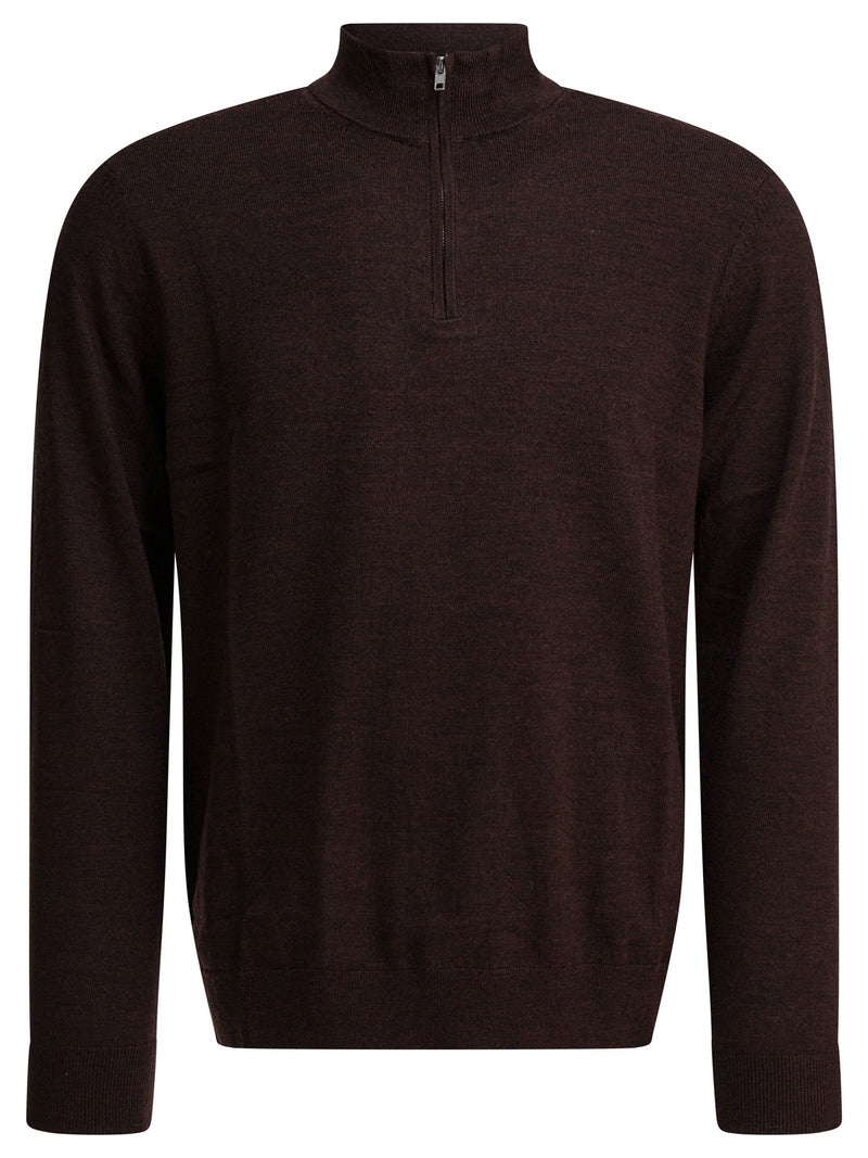 Nn.07 Nn.07 Suéter Gustav con media cremallera para hombre, color marrón - World Class Fashion