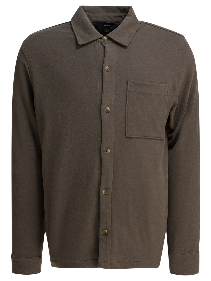 Vince Vince Cotton Suede Overshirt Jacket Brown - World Class Fashion