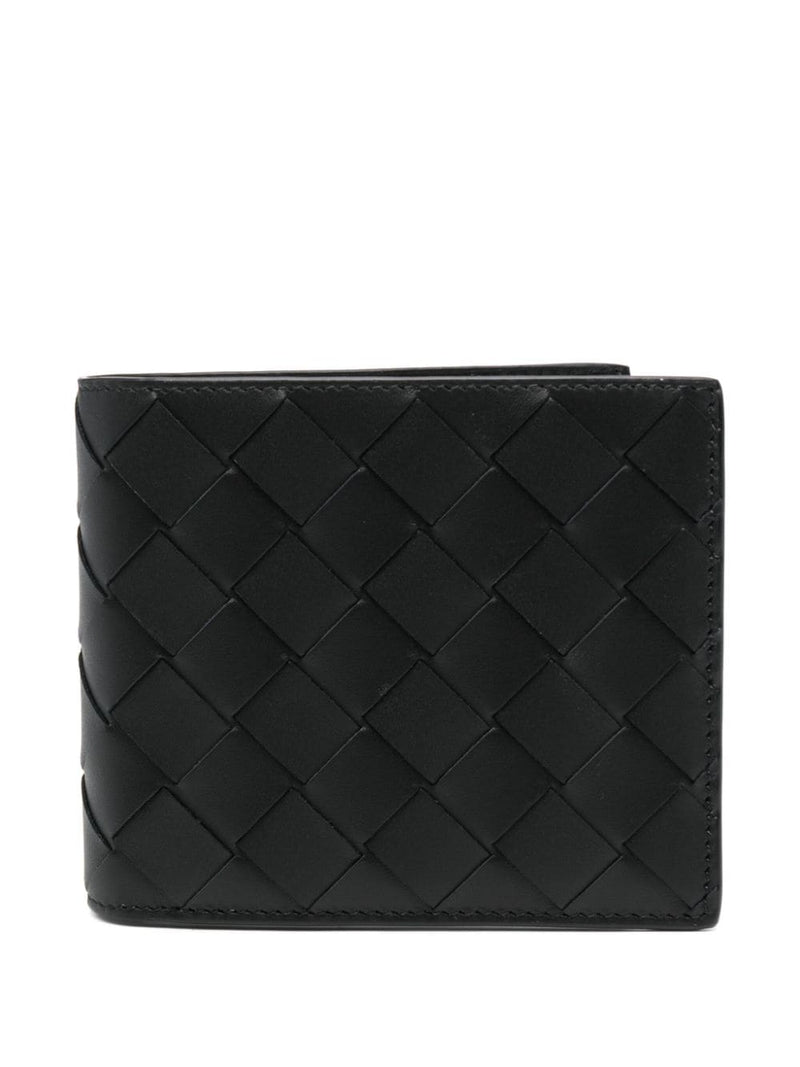 Bottega Veneta Bottega Veneta Intrecciato Bi-fold Leather Wallet Black - World Class Fashion