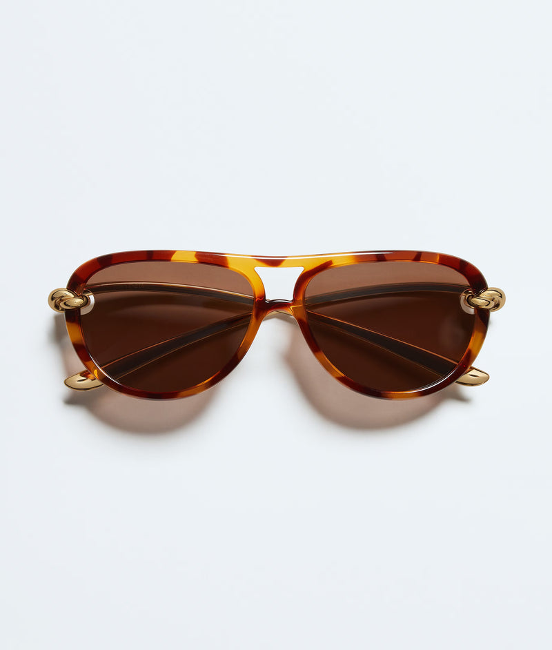 Bottega Veneta Bottega Veneta Aviator Knot Sunglasses Brown - World Class Fashion