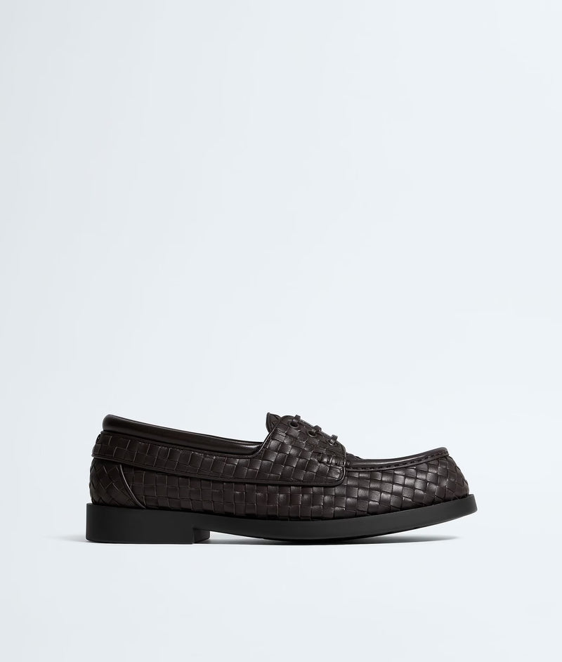 Bottega Veneta Bottega Veneta Pier Laced Loafers In Woven Leather - World Class Fashion