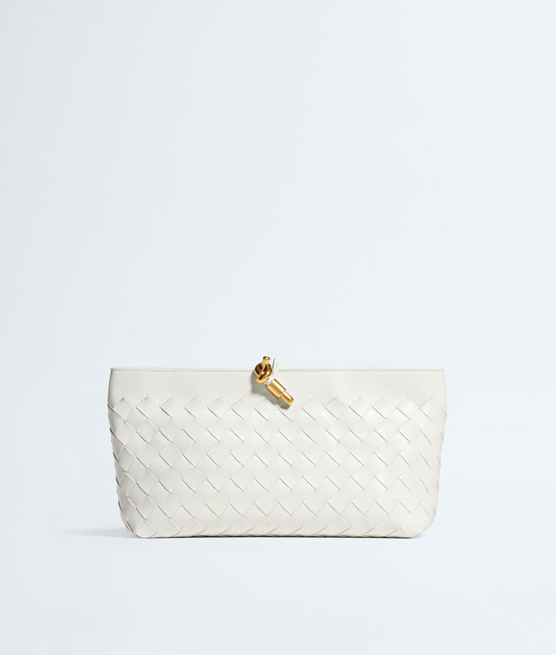 Bottega Veneta Bottega Veneta Andiamo Boat Medium Pouch White - World Class Fashion