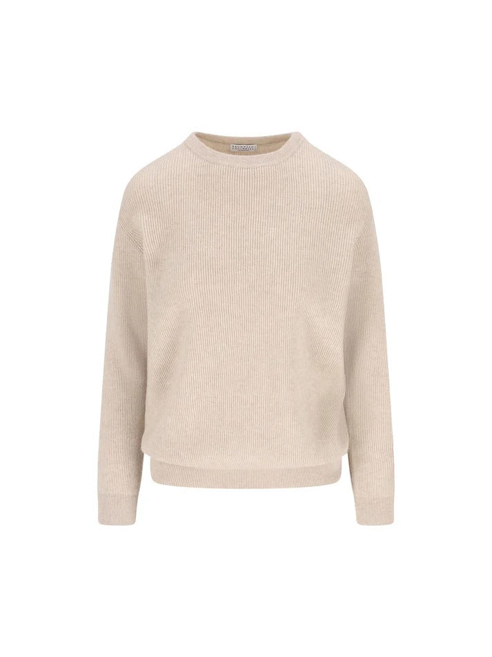 Brunello Cucinelli Brunello Cucinelli Cashmere Crewneck Knitwear Beige - World Class Fashion