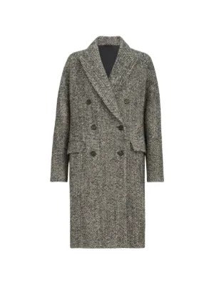 Brunello Cucinelli Brunello Cucinelli Double-breasted Chevron Coat Grey - World Class Fashion