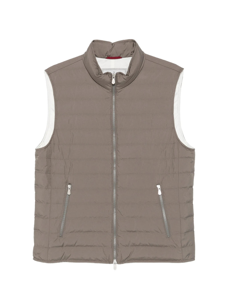 Brunello Cucinelli Brunello Cucinelli Zippered Sleeveless Jacket Brown - World Class Fashion