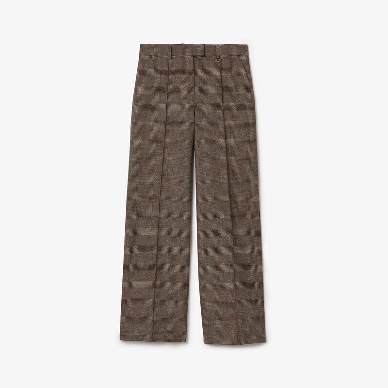 Burberry Burberry Mixed Linen Tailored Pants Brown - World Class Fashion