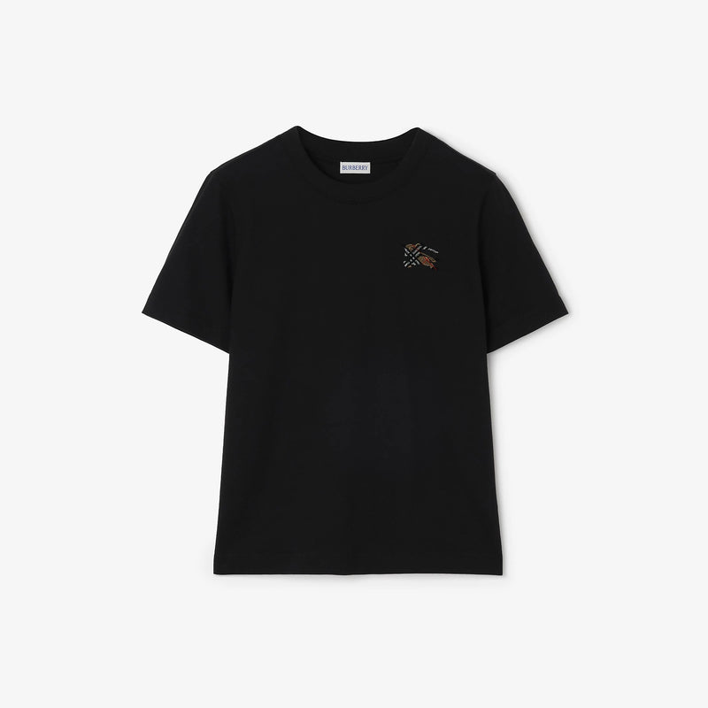 Burberry Burberry Cotton T-shirt With Knight Check Black - World Class Fashion