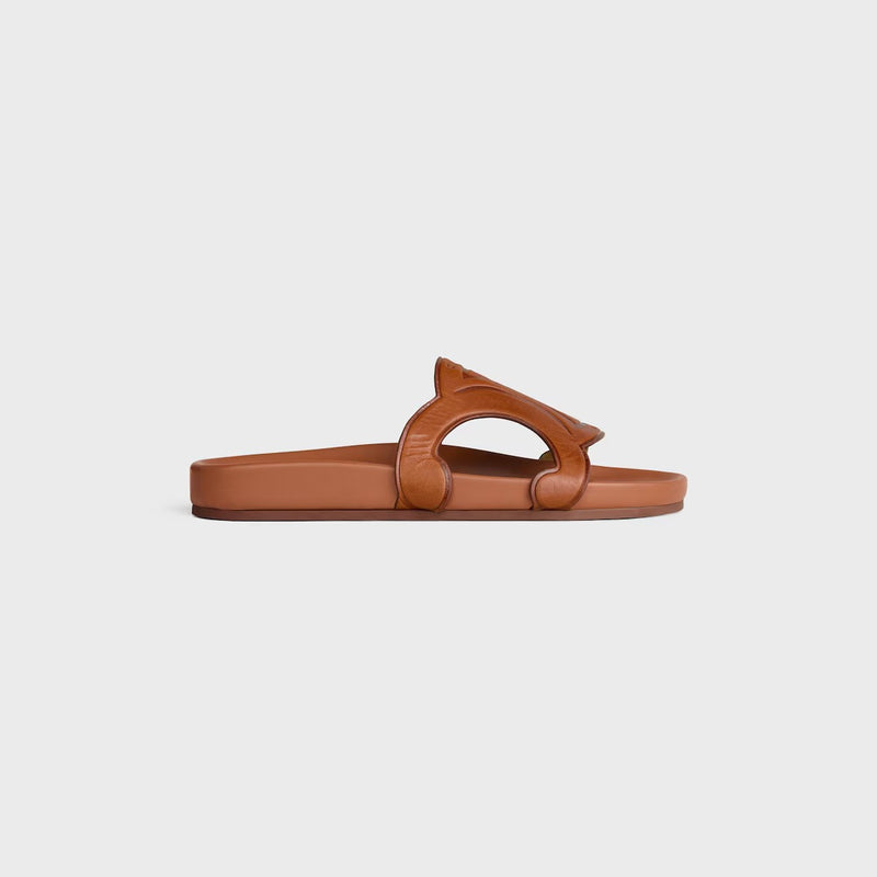Celine Celine Triomphe Slide In Calf Leather Brown - World Class Fashion