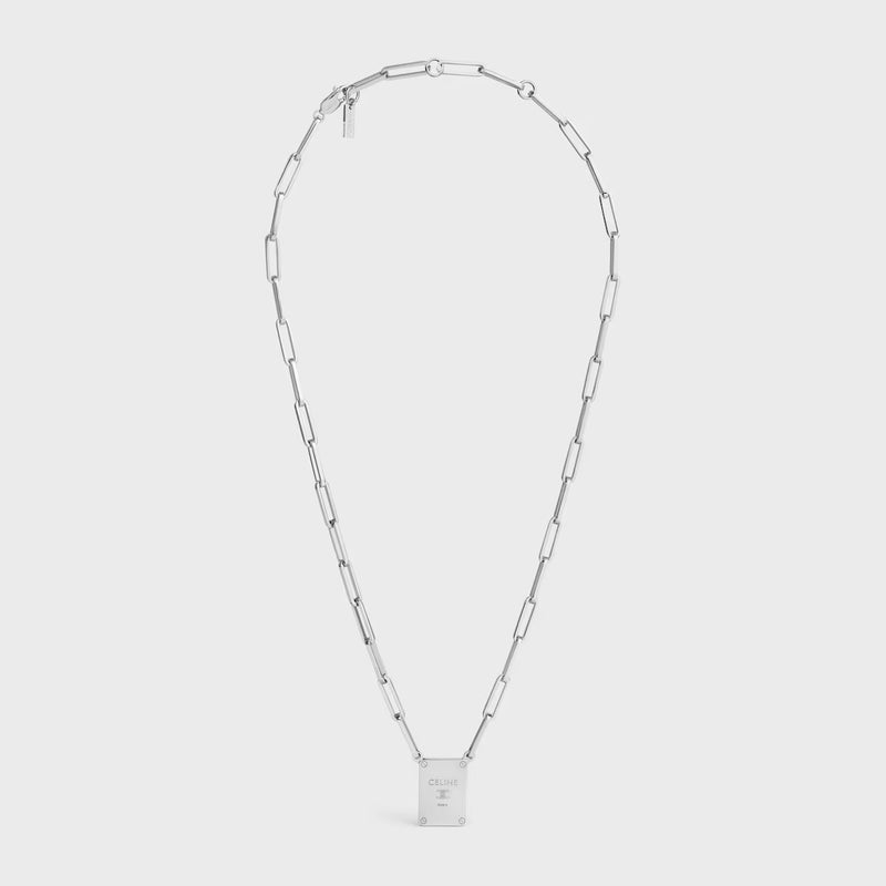 Celine Celine Triomphe Tag Necklace Silver - World Class Fashion