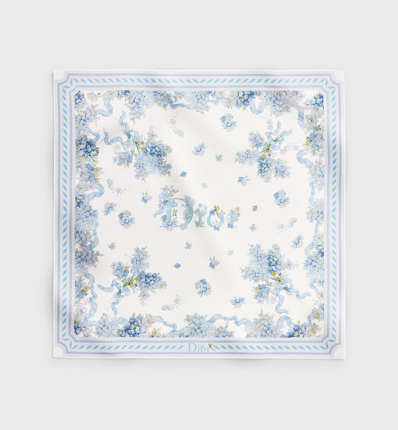 Dior Dior Dior Lilac Bouquet 90 Scarf Light Blue - World Class Fashion