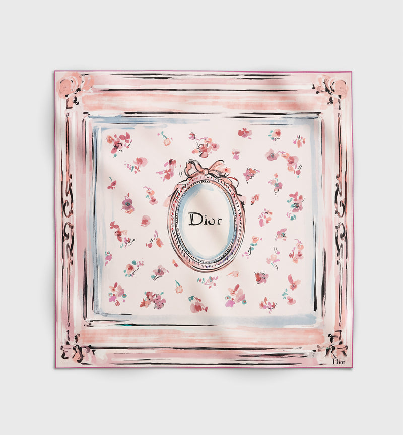 Dior Dior Dioriviera 90 Floral Portrait Scarf Pink - World Class Fashion