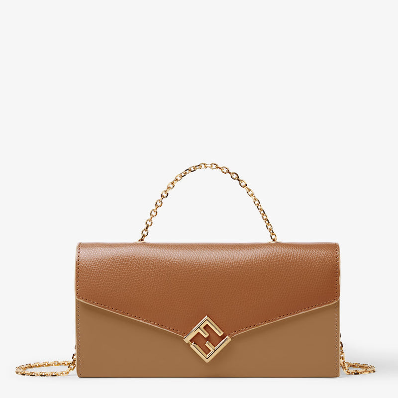 Fendi Fendi FF Diamonds Small Wallet On Chain Brown - World Class Fashion