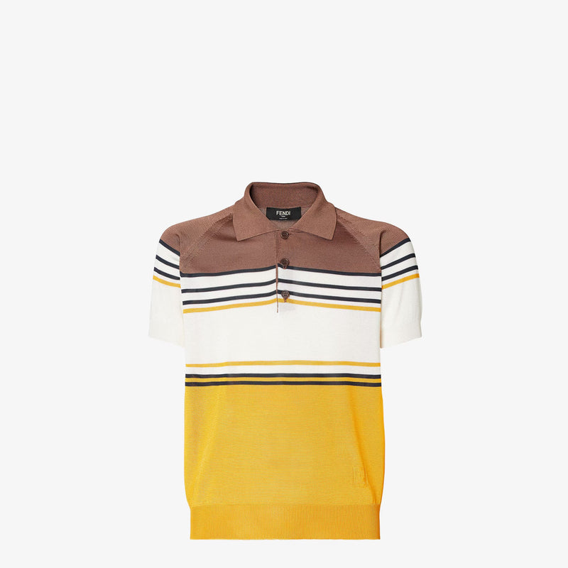 Fendi Fendi Striped Cotton Polo Shirt Brown Men - World Class Fashion