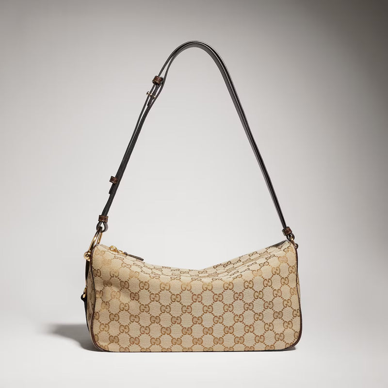 Gucci Gucci Half Horsebit Medium Shoulder Bag Beige - World Class Fashion