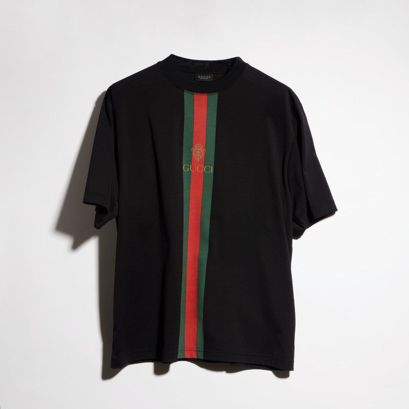 Gucci Gucci T-shirt With Logo Anche Web Detail - World Class Fashion