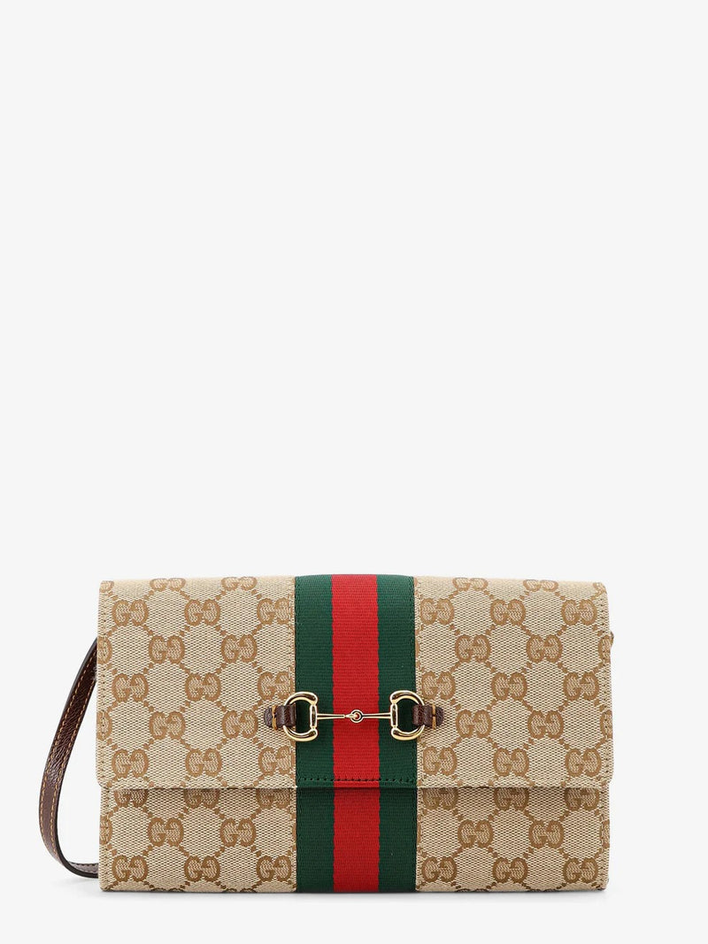 Gucci Gucci Horsebit Web Wallet With Chain - World Class Fashion