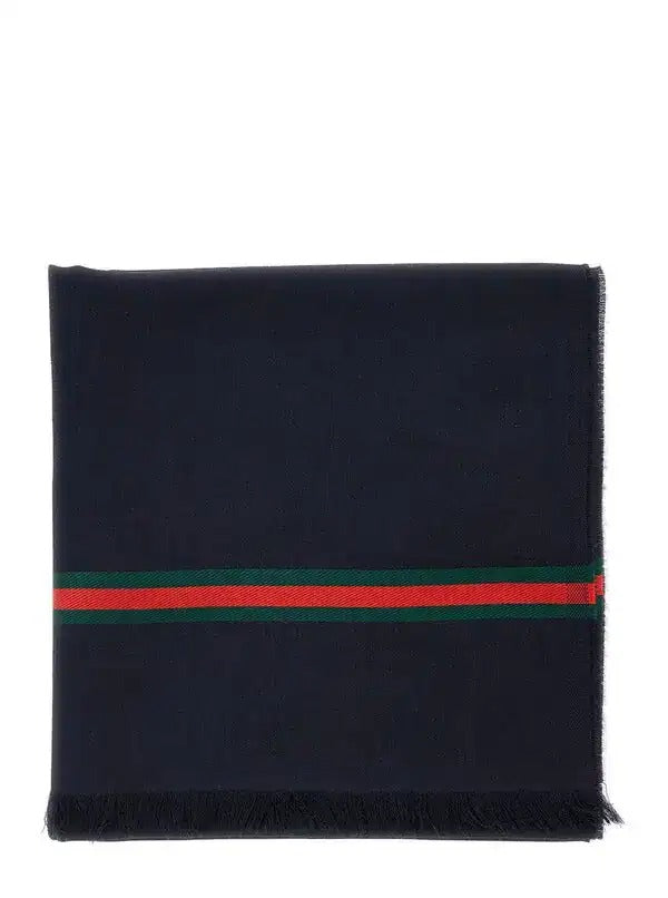 Gucci Gucci Wool And Silk Scarf With Web Details - World Class Fashion