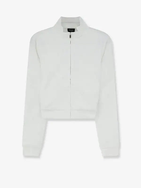 Gucci Gucci Zippered Sweatshirt With Web Detail White - World Class Fashion