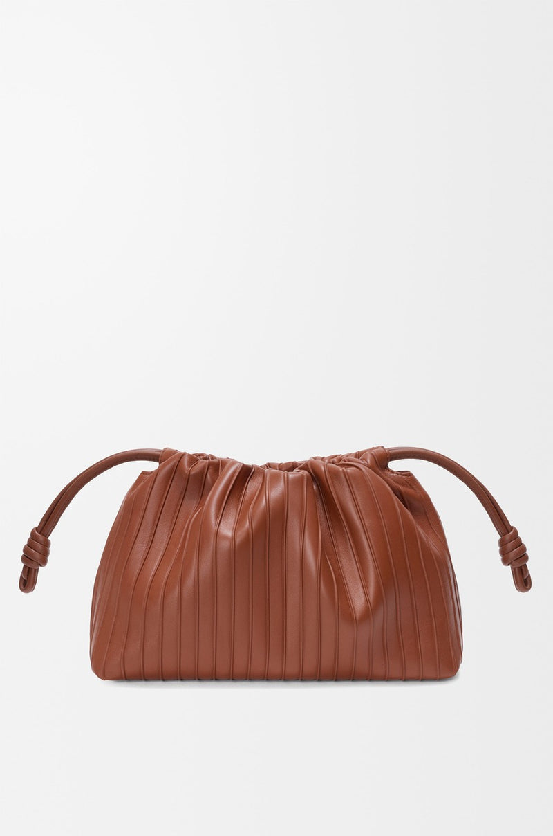 Loewe Loewe Flamenco Pleats Medium Clutch Bag Brown - World Class Fashion