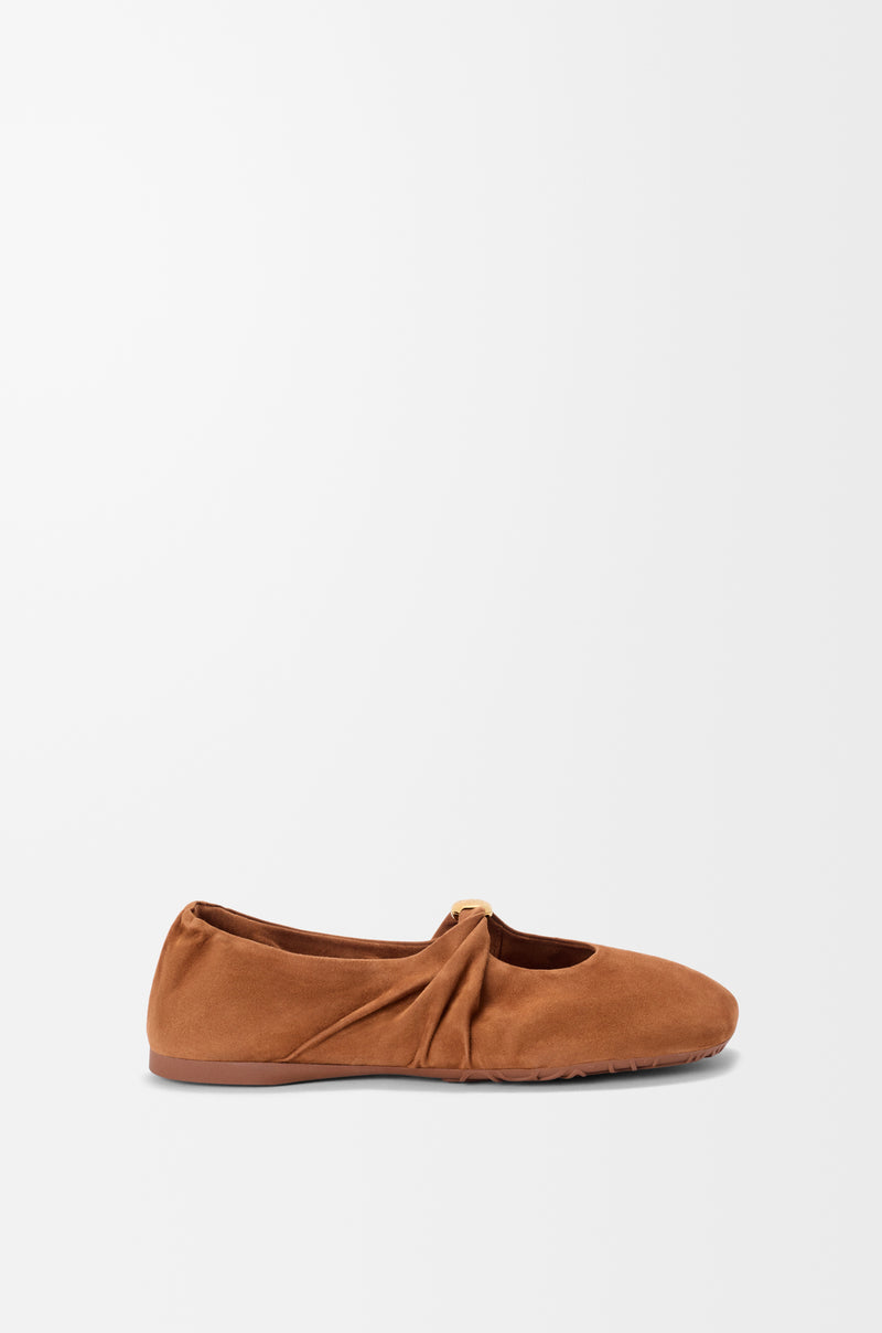 Loewe Loewe Pebble Soft Suede Ballet Flats Brown Women - World Class Fashion