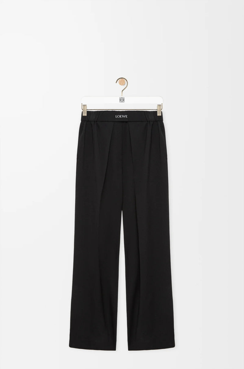 Loewe Loewe Wide Fit Wool Pants Black Women - World Class Fashion