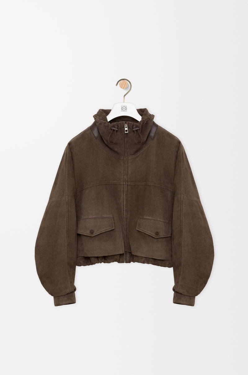 Loewe Loewe Suede Leather Jacket Dark Brown Women - World Class Fashion