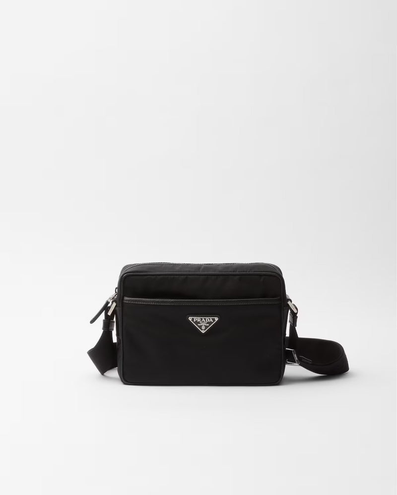 Prada Prada Re-Nylon Saffiano Leather Shoulder Bag Black - World Class Fashion