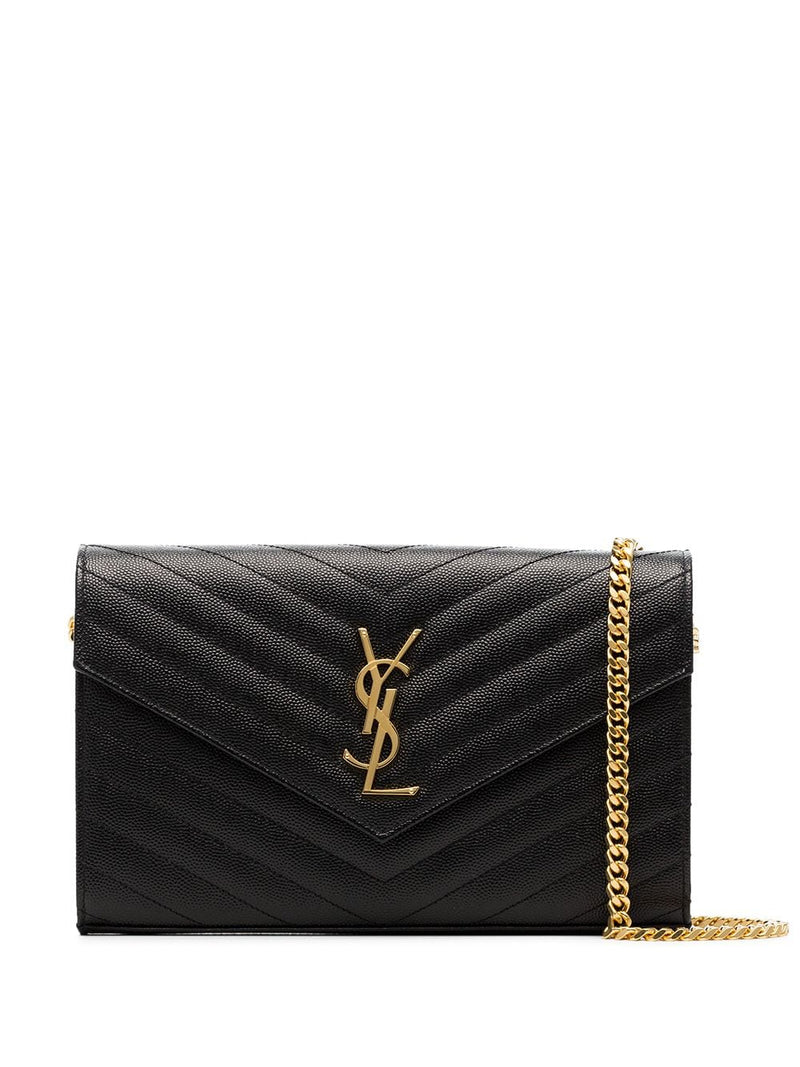Saint Laurent Saint Laurent Cassandre Pouch With Chain Black - World Class Fashion