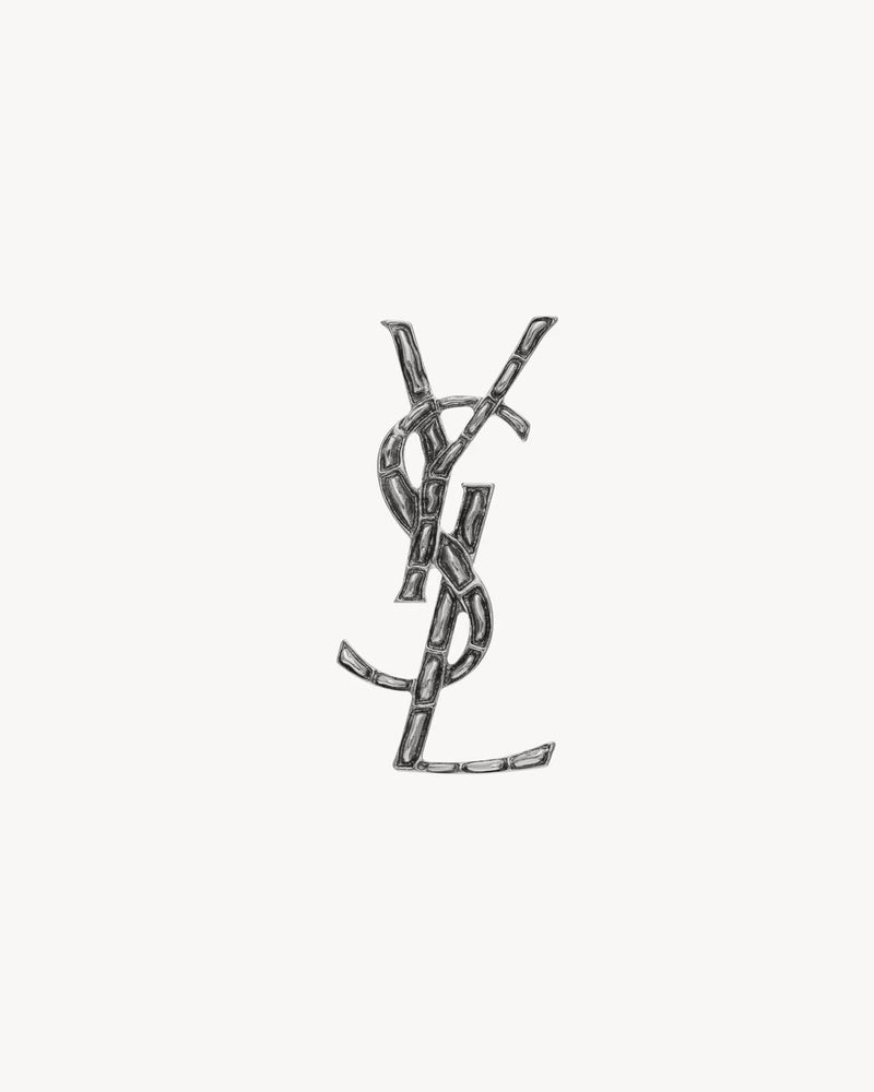 Saint Laurent Saint Laurent Cassandre Crocodile Brooch In Metal - World Class Fashion