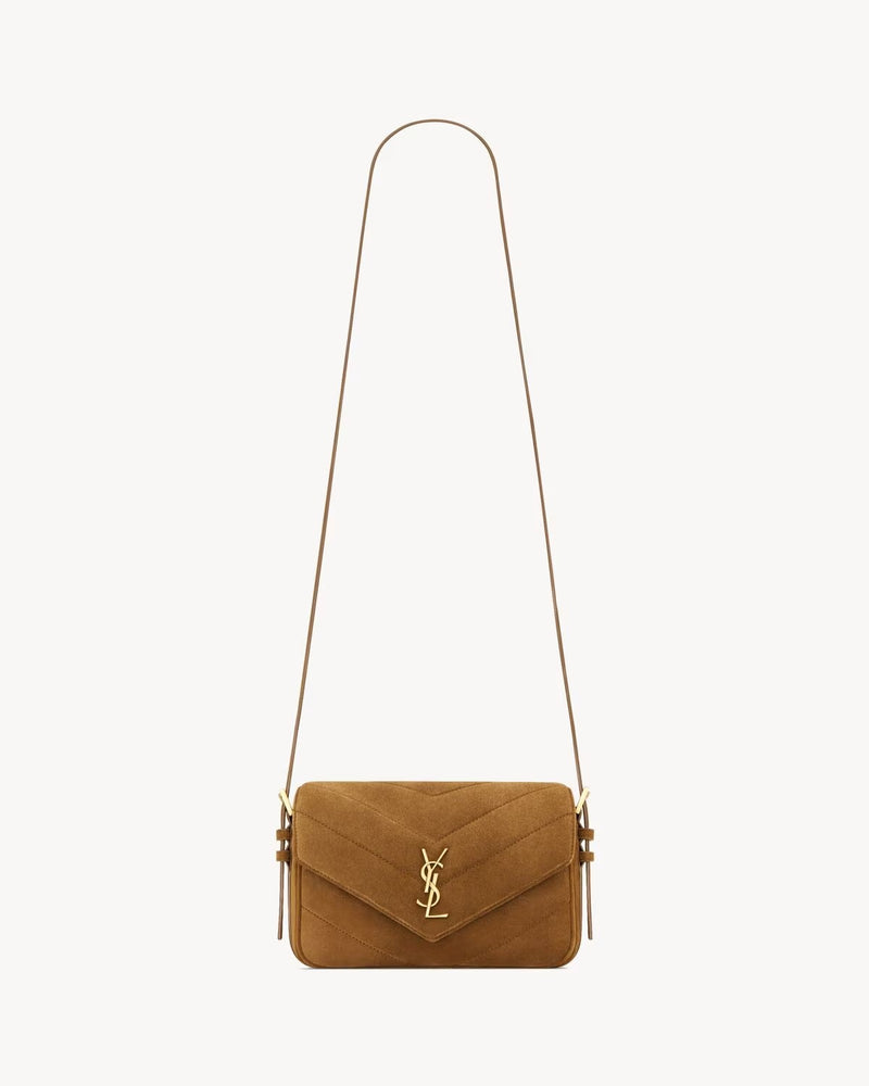 Saint Laurent Saint Laurent Loulou Small Suede Crossbody Bag Beige - World Class Fashion