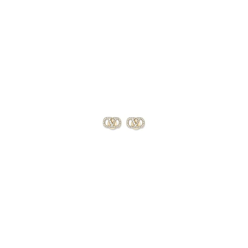 Valentino Garavani Valentino Garavani Vlogo Signature Earrings With Strass - World Class Fashion