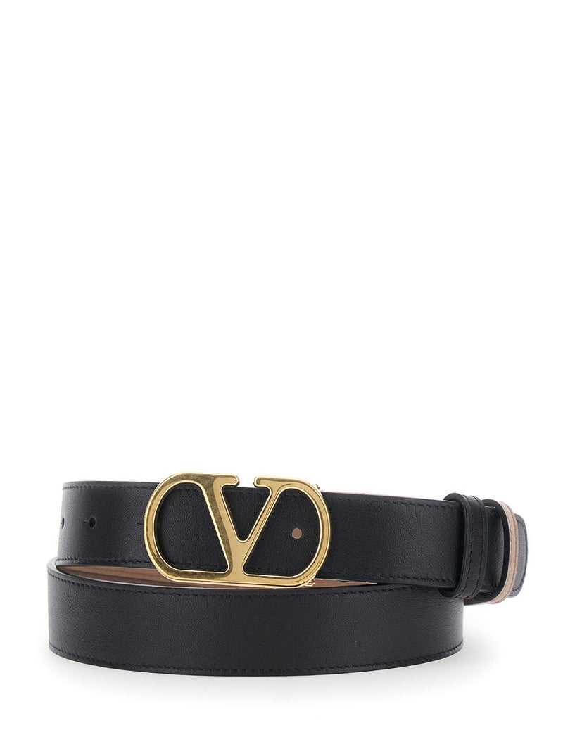 Valentino Garavani Valentino Garavani Vlogo Signature Reversible Belt Black - World Class Fashion