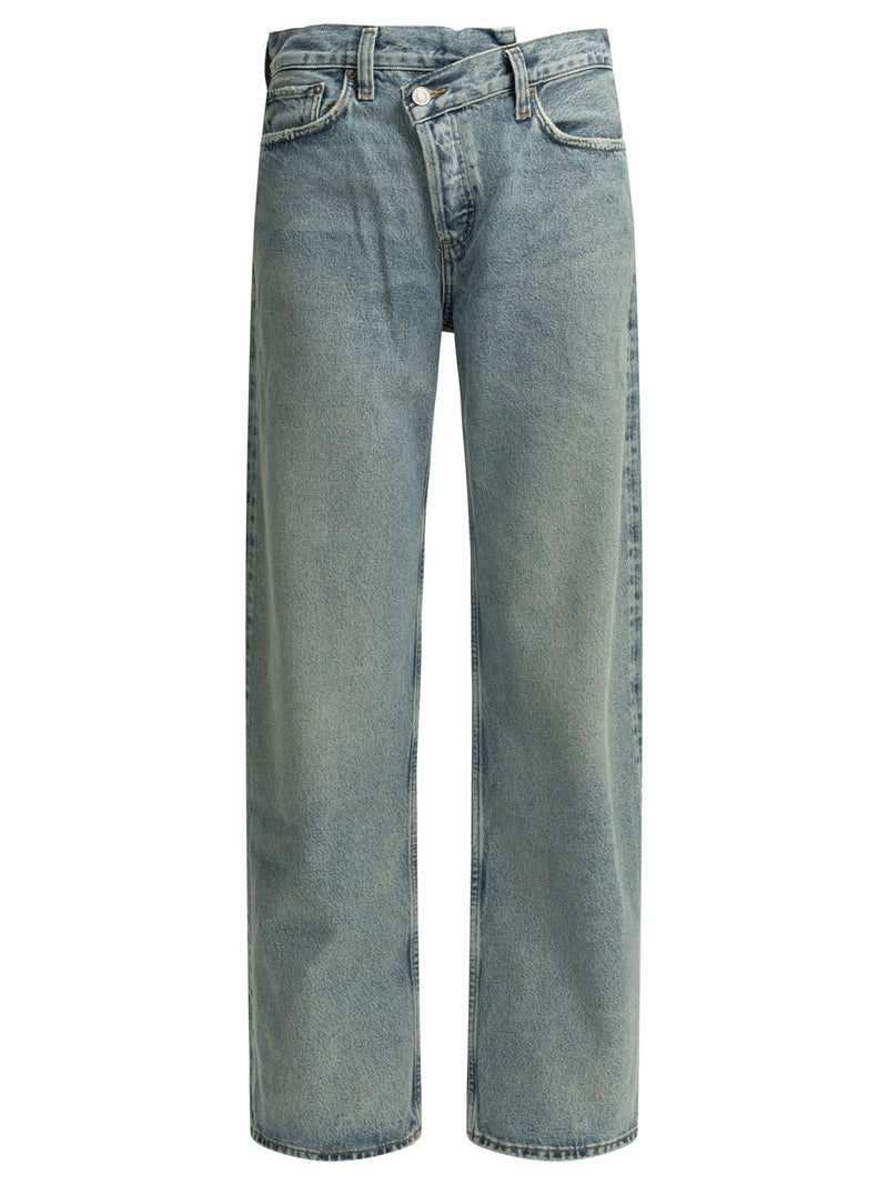 Agolde Agolde Criss Cross Wide Leg Jeans Light Blue - World Class Fashion