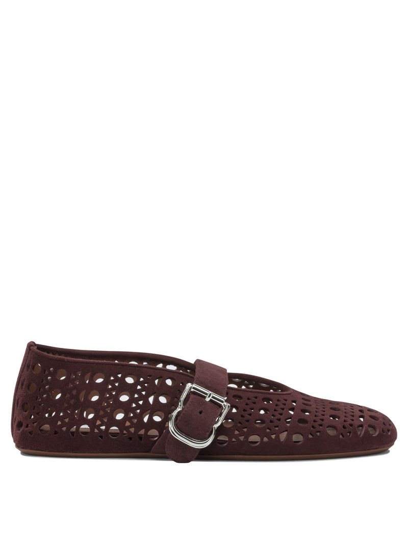 Alaia Alaïa Vienne Mary Jane Ballet Flats Bordeaux - World Class Fashion