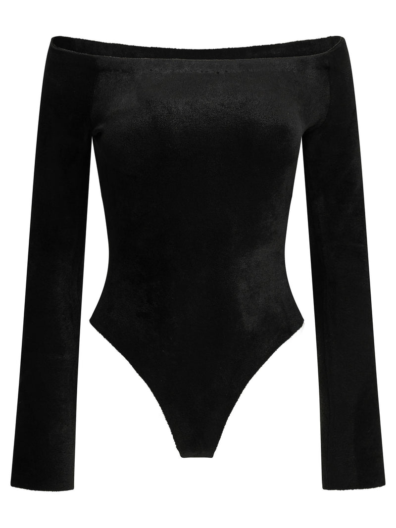 Alaia Alaïa Velvet Shaping Bodysuit Black - World Class Fashion