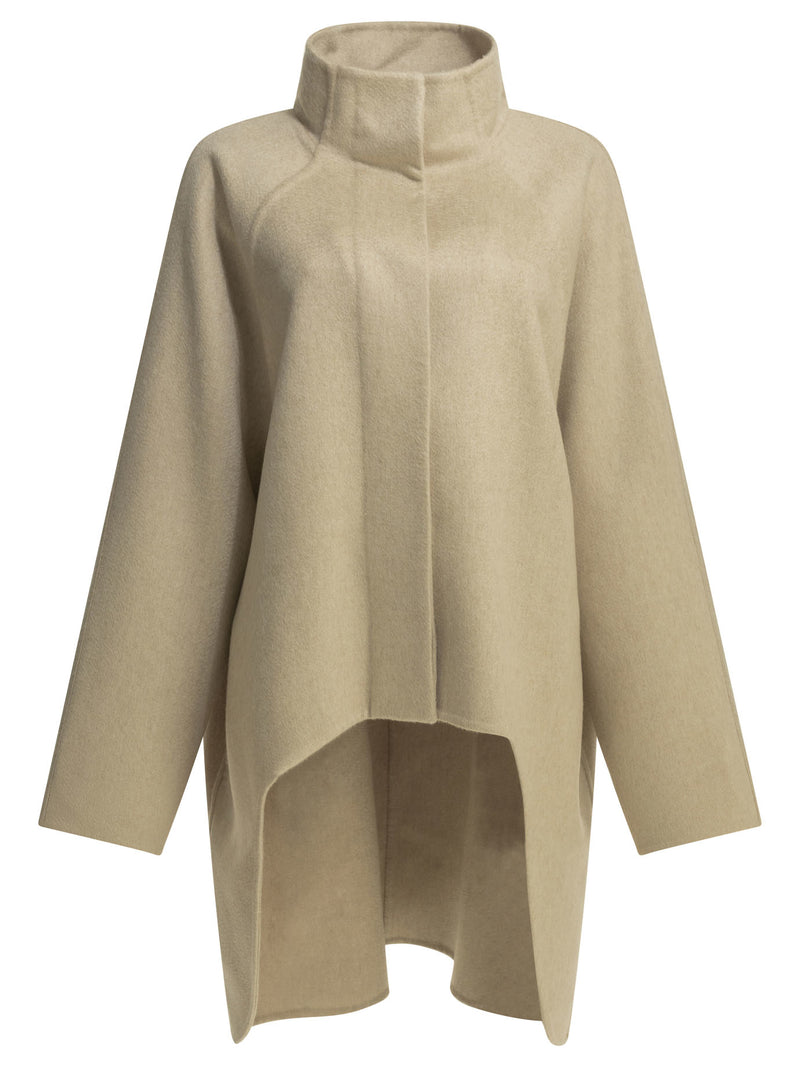 Alaia Alaïa Long Asymmetrical Cashmere Coat Beige - World Class Fashion