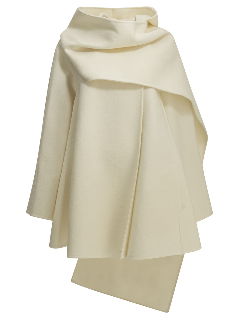 Alaia Alaïa Short Coat with Wool Scarf White - World Class Fashion