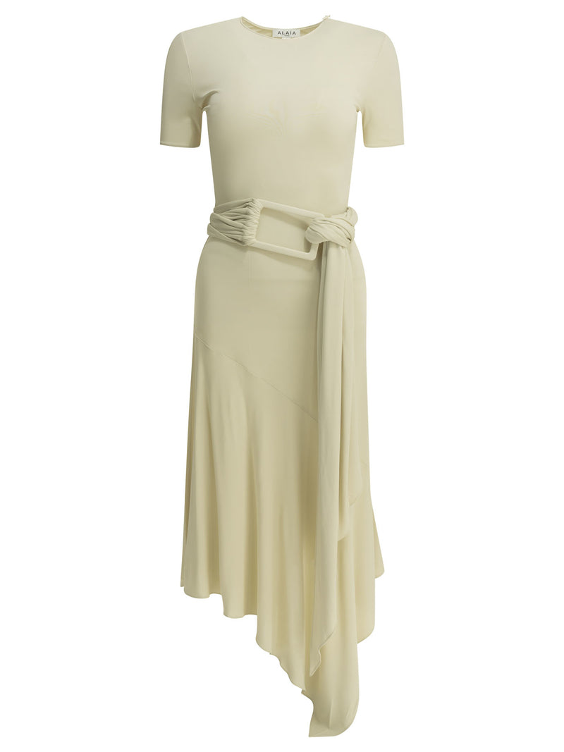Alaia Alaïa Draped Midi Dress White Women - World Class Fashion
