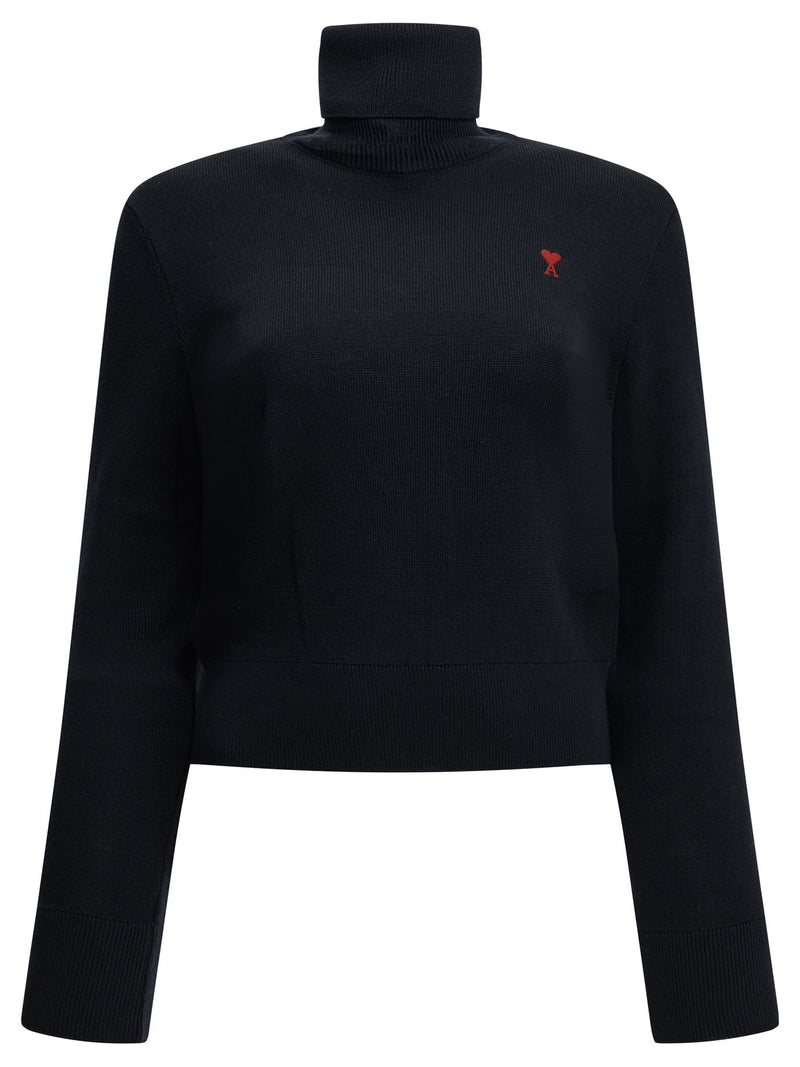 AMI Paris AMI Paris Ami De Coeur Turtleneck Sweater Blue - World Class Fashion