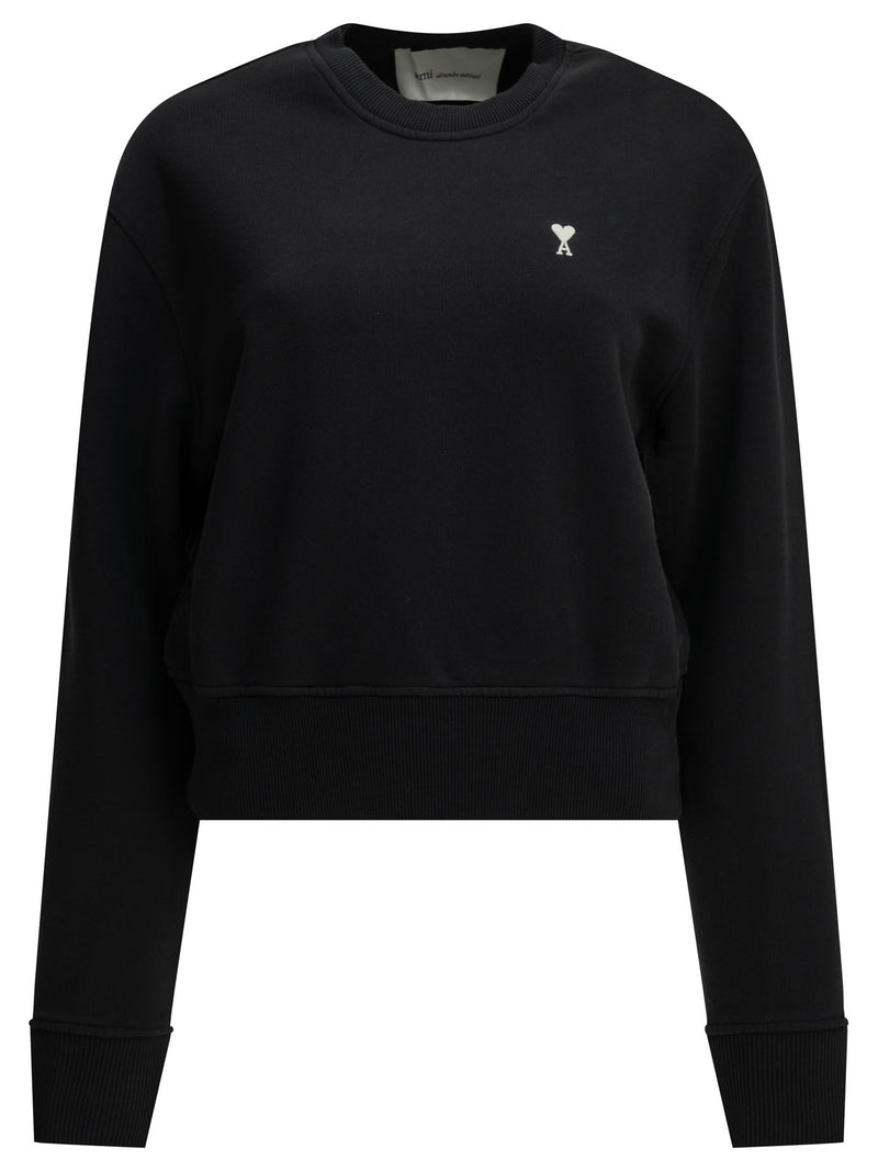 AMI Paris AMI Paris Ami De Coeur Crew-neck Sweatshirt Black - World Class Fashion
