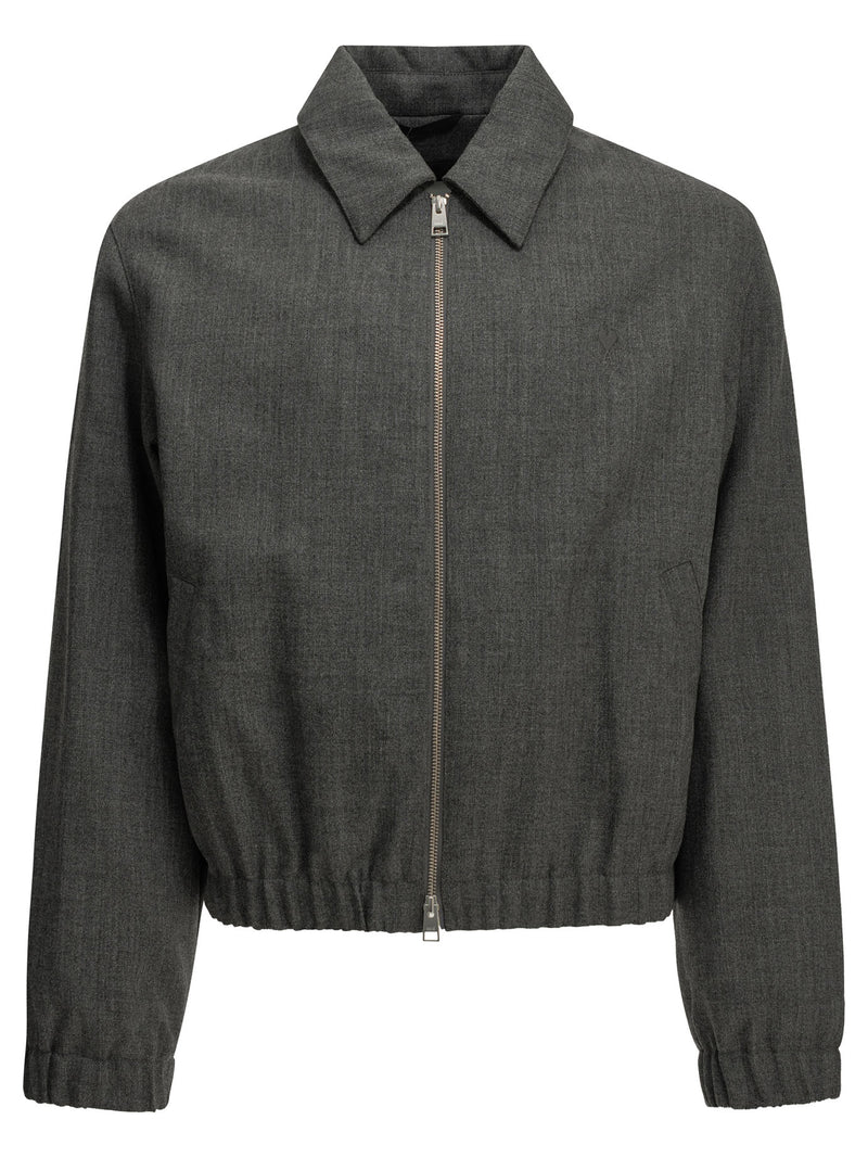 AMI Paris AMI Paris Ami De Coeur Lightweight Jacket Grey - World Class Fashion