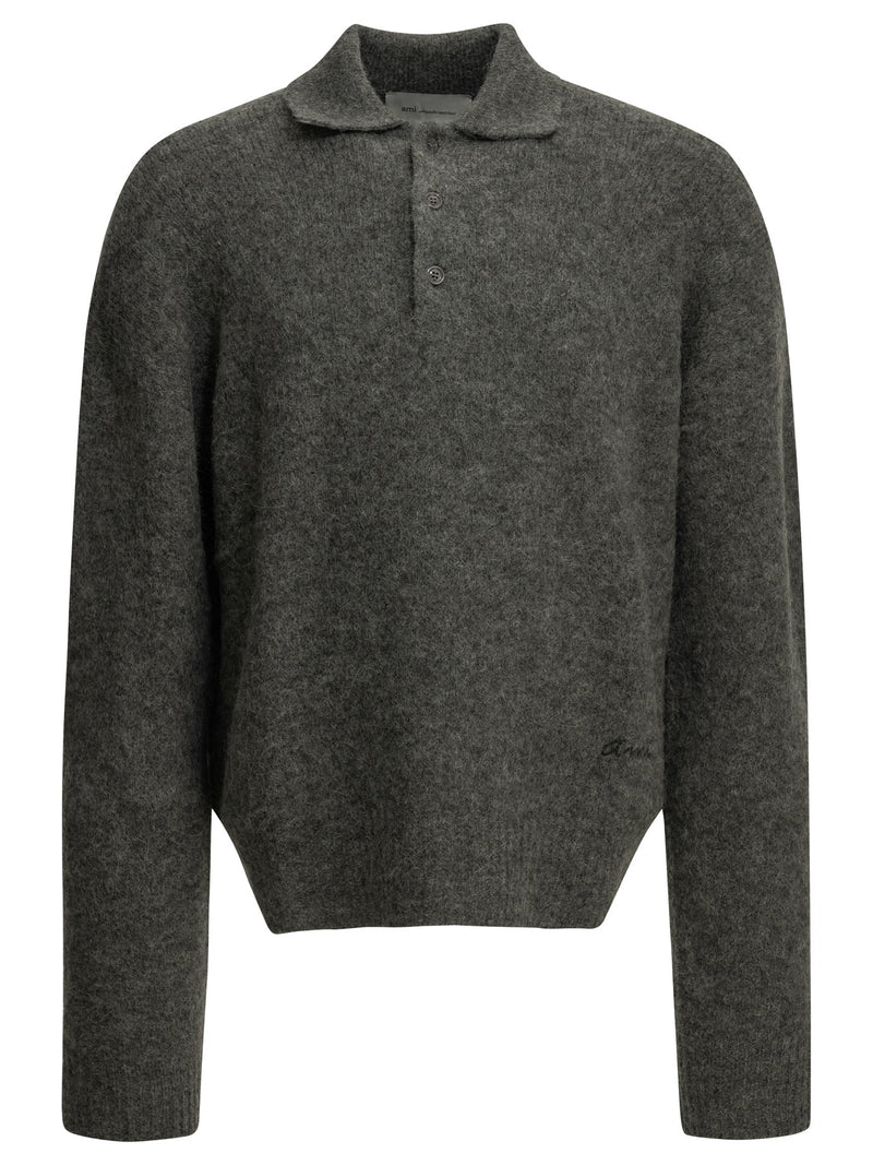 AMI Paris AMI Paris Polo Sweater Grey Men - World Class Fashion