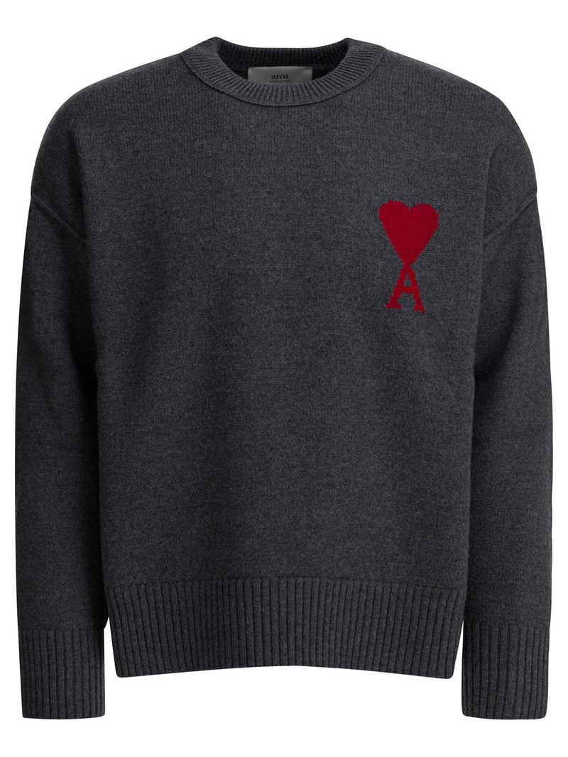 AMI Paris AMI Paris Ami De Coeur Crew-neck Sweater Grey - World Class Fashion