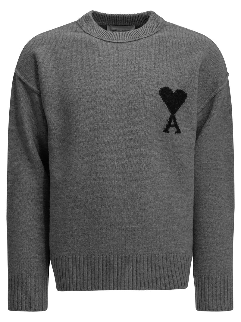 AMI Paris AMI Paris Ami De Coeur Crew-neck Sweater Grey - World Class Fashion