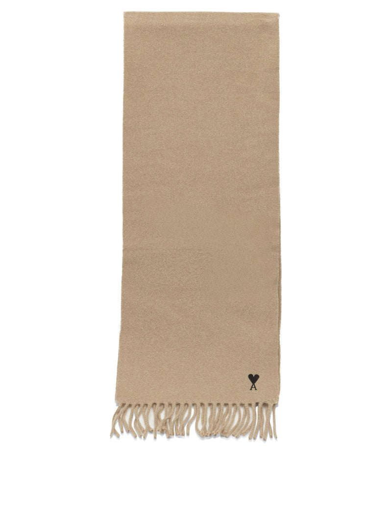 AMI Paris AMI Paris Ami De Coeur Fringed Scarf Beige - World Class Fashion